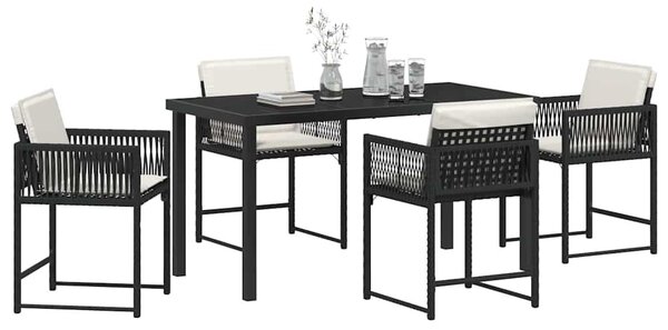 Kert étkező szett 5 pcs Fekete polirattan