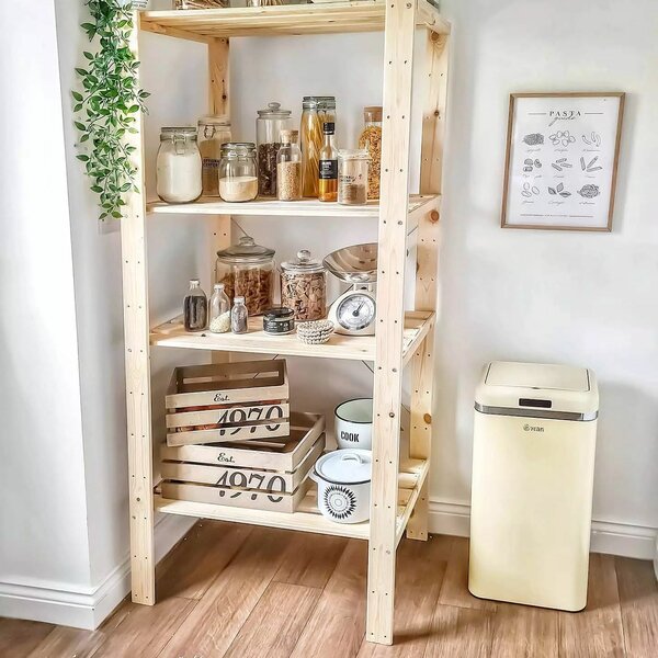 Hattyúérzékelős szemetes, Retro, 45 literes űrtartalom, hangtalan fedél nyitás/zárás, 1 kivehető rekesz, fényjelző, ergonomikus, strapabíró rozsdamentes acél, kompakt kialakítás, krém