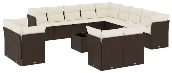 14 részes barna polyrattan kerti ülőgarnitúra párnákkal