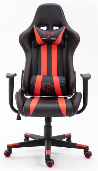 Furniture 4 Gamers FG33 Gamer Szék Műbőr Fekete-Piros Ergonomikus