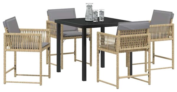 Kert étkező szett 5 pcs Bézs polirattan