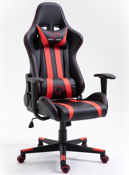 Furniture 4 Gamers FG33 Gamer Szék Műbőr Fekete-Piros Ergonomikus