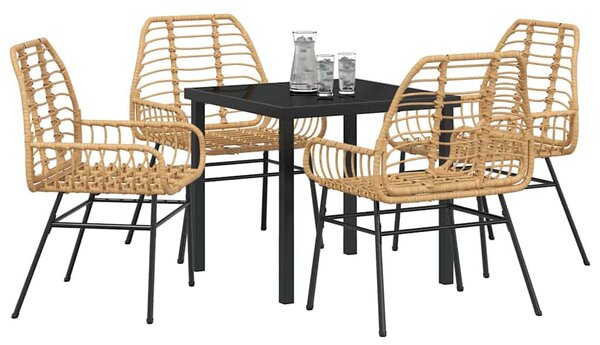 Kert étkező szett 5 pcs Barna polirattan