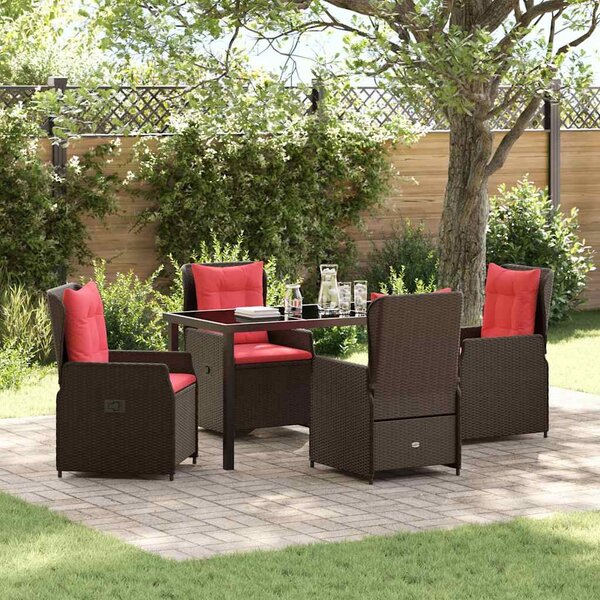 Kert étkező szett párnával 5 pcs Barna Poli rattan