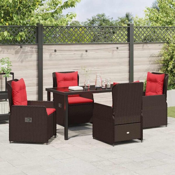 Kert étkező szett párnával 5 pcs Barna Poli rattan