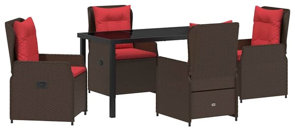 Kert étkező szett párnával 5 pcs Barna Poli rattan