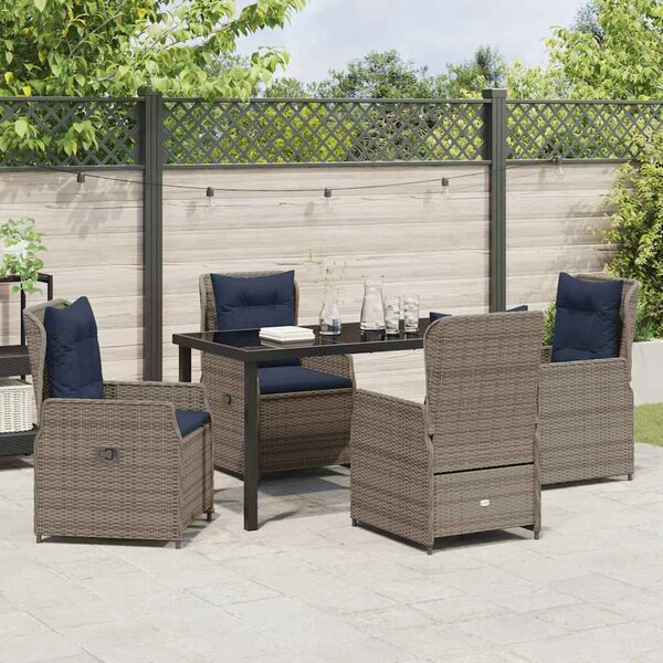 Kert étkező szett párnával 5 pcs Szürke Poli rattan