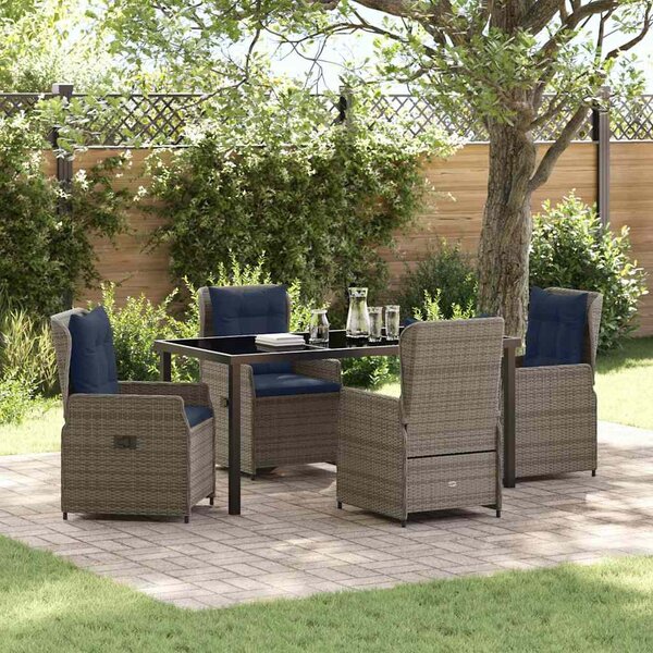Kert étkező szett párnával 5 pcs Szürke Poli rattan