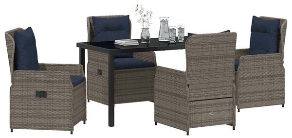 Kert étkező szett párnával 5 pcs Szürke Poli rattan