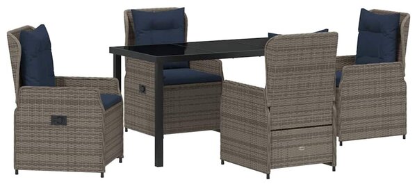 Kert étkező szett párnával 5 pcs Szürke Poli rattan