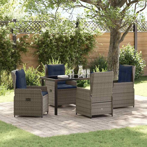 Kert étkező szett párnával 5 pcs Szürke Poli rattan