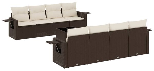 9 részes barna polyrattan kerti ülőgarnitúra párnákkal