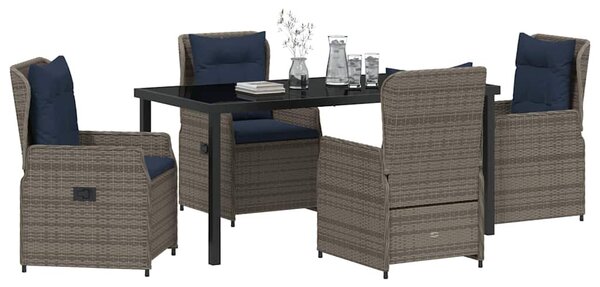 Kert étkező szett párnával 5 pcs Szürke Poli rattan