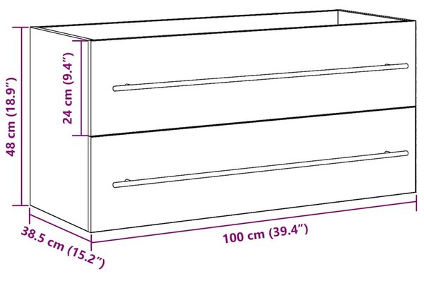 VidaXL kézműves tölgy színű szerelt fa mosdószekrény 100x38,5x48 cm
