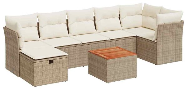 8 részes bézs polyrattan kerti ülőgarnitúra párnával