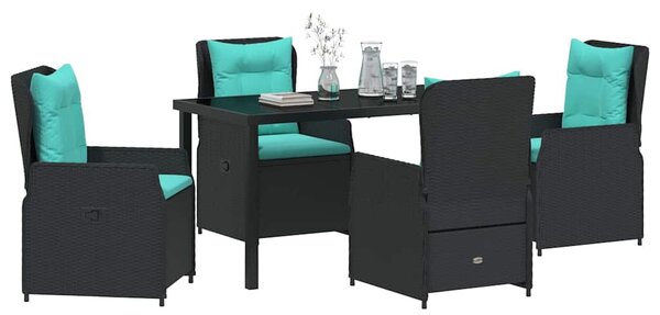 Kert étkező szett párnával 5 pcs Fekete Poli rattan