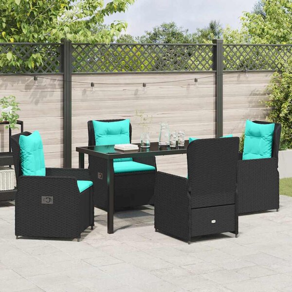 Kert étkező szett párnával 5 pcs Fekete Poli rattan