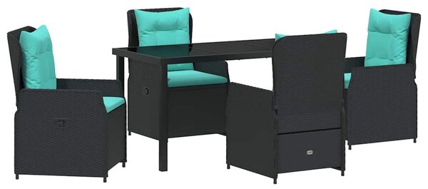 Kert étkező szett párnával 5 pcs Fekete Poli rattan