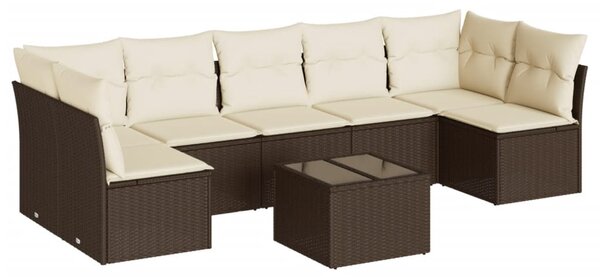 8 részes barna polyrattan kerti ülőgarnitúra párnákkal