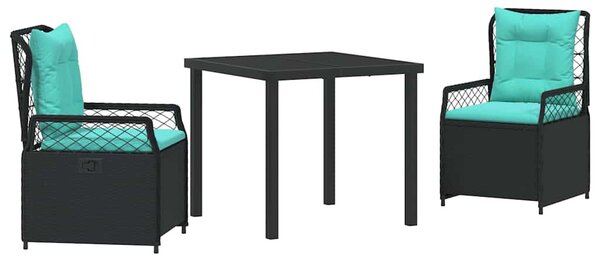 Kert étkező szett 3 pcs Fekete polirattan