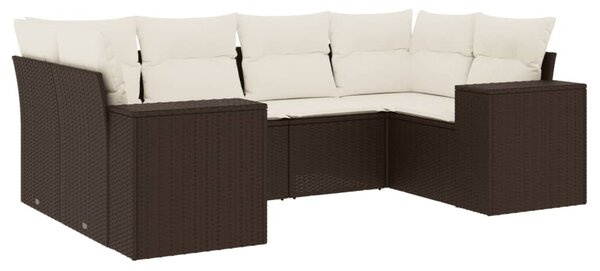 6 részes barna polyrattan kerti ülőgarnitúra párnával