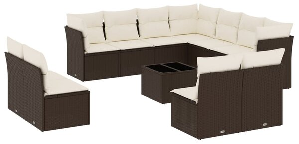 12 részes barna polyrattan kerti ülőgarnitúra párnákkal