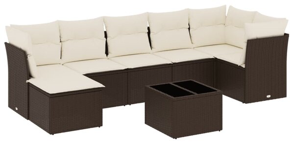 8 részes barna polyrattan kerti ülőgarnitúra párnákkal