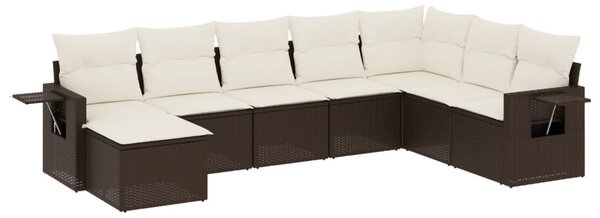 9 részes barna polyrattan kerti ülőgarnitúra párnákkal