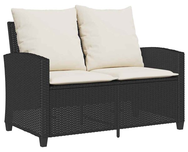 6 részes fekete polyrattan kerti ülőgarnitúra párnákkal