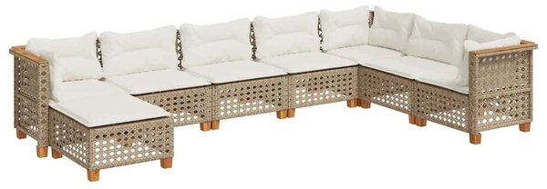 8 részes bézs polyrattan kerti ülőgarnitúra párnával