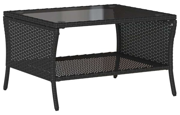 6 részes fekete polyrattan kerti ülőgarnitúra párnákkal