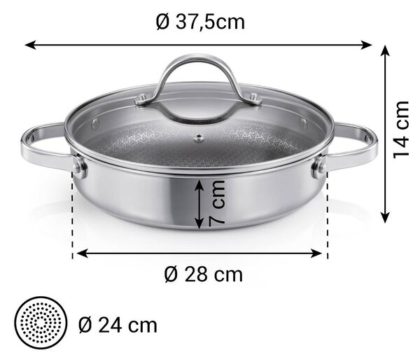 Tescoma SteelCRAFT mély serpenyő fedővel 28 cm