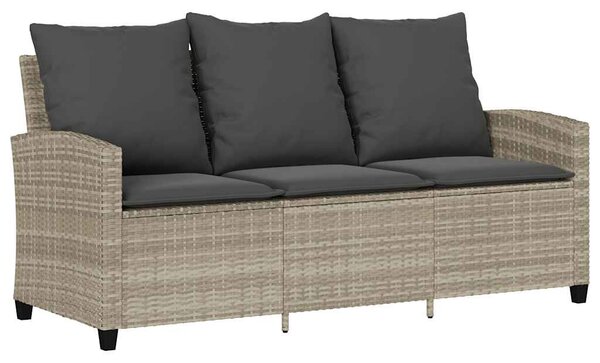 6 részes világosszürke polyrattan kerti ülőgarnitúra párnákkal