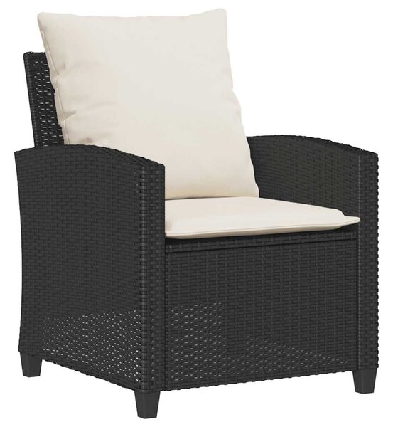 6 részes fekete polyrattan kerti ülőgarnitúra párnákkal