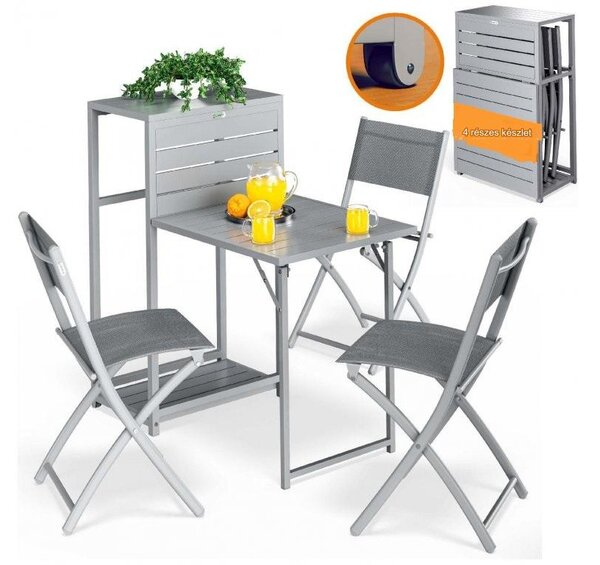 Casaria® Kerti fém bútor szett 1+3 - világosszürke