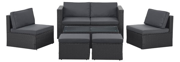 Juskys Salou rattan kerti bútor szett - fekete
