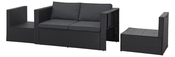 Juskys Salou rattan kerti bútor szett - fekete
