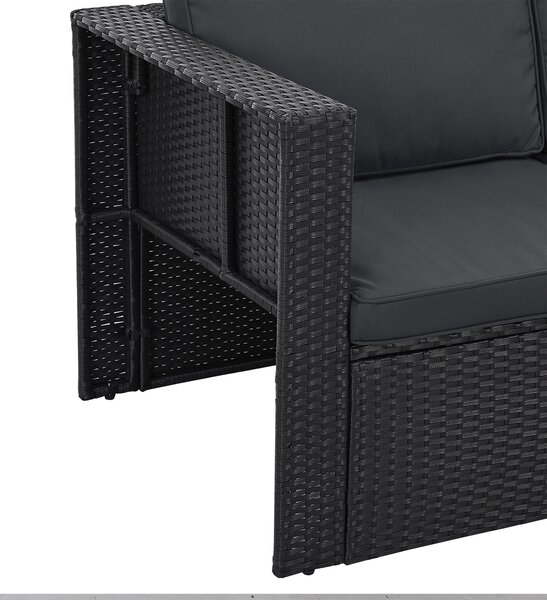 Juskys Salou rattan kerti bútor szett - fekete