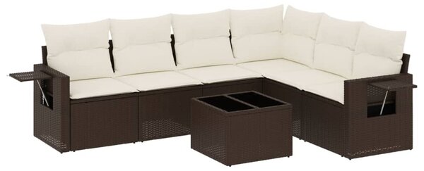 7 részes barna polyrattan kerti ülőgarnitúra párnákkal