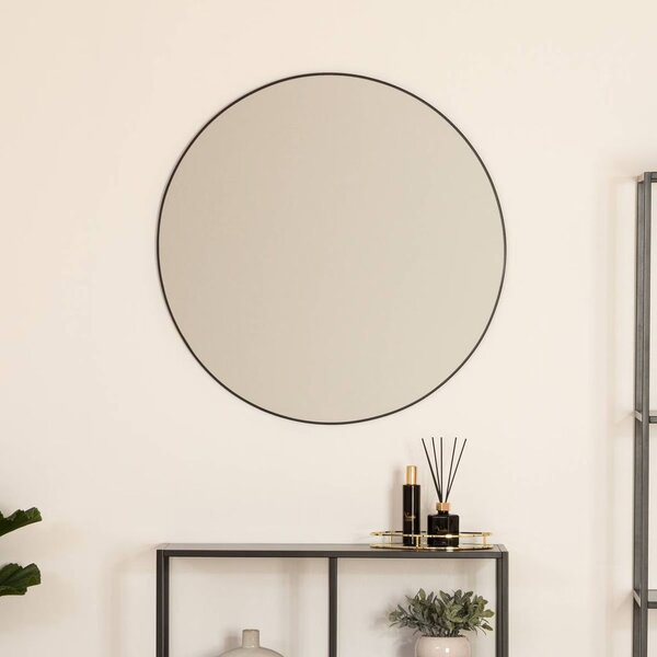 Kerek tükör fekete fém kerettel Ø 76 cm - AMBRE