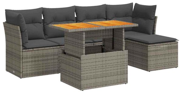 6 részes szürke polyrattan kerti ülőgarnitúra párnákkal