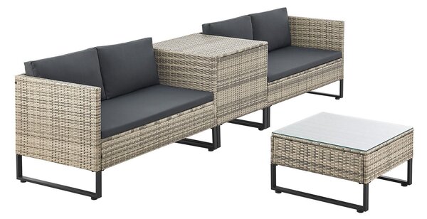 Juskys Santorini rattan kerti bútor szett - szürke