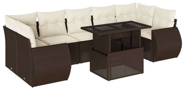 8 részes barna polyrattan kerti ülőgarnitúra párnákkal
