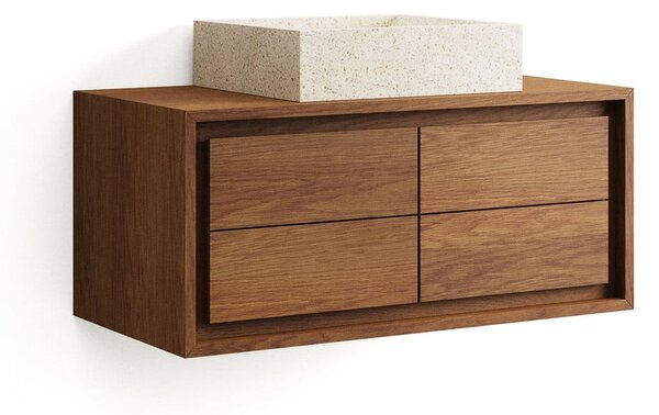 Sötétbarna teakfa fali mosdó alatti szekrény 90x40 cm Kenta – Kave Home