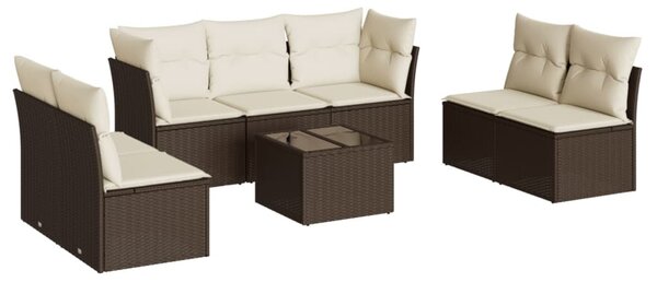 8 részes barna polyrattan kerti ülőgarnitúra párnákkal