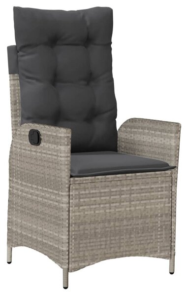 5részes világosszürke polyrattan kerti étkezőgarnitúra párnával