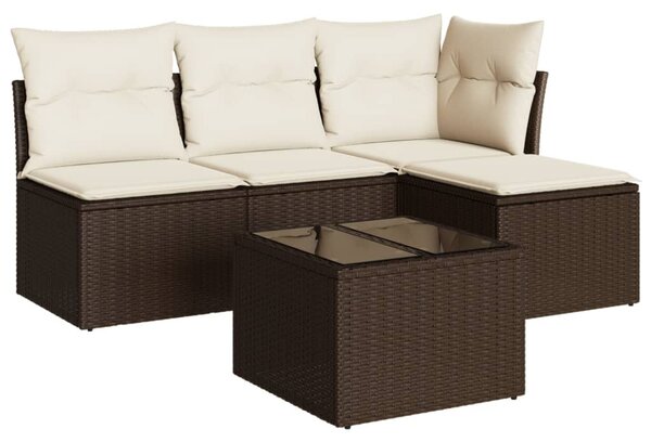 5 részes barna polyrattan kerti ülőgarnitúra párnával