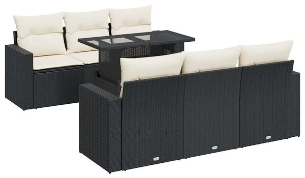 7 részes fekete polyrattan kerti ülőgarnitúra párnával