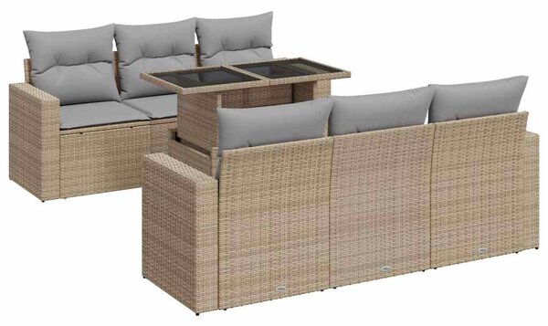 7 részes bézs polyrattan kerti ülőgarnitúra párnákkal