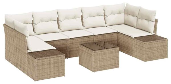 Kerti Kanapé Szett párnával 8 pcs Beige és krém polirattan